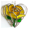 Yellow Rose Heart Suncatcher Stained Glass 018