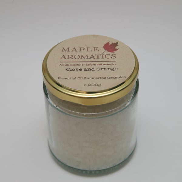 Maple Aromatics Clove and Orange Essential Oil Vegan 200g Simmering Granules