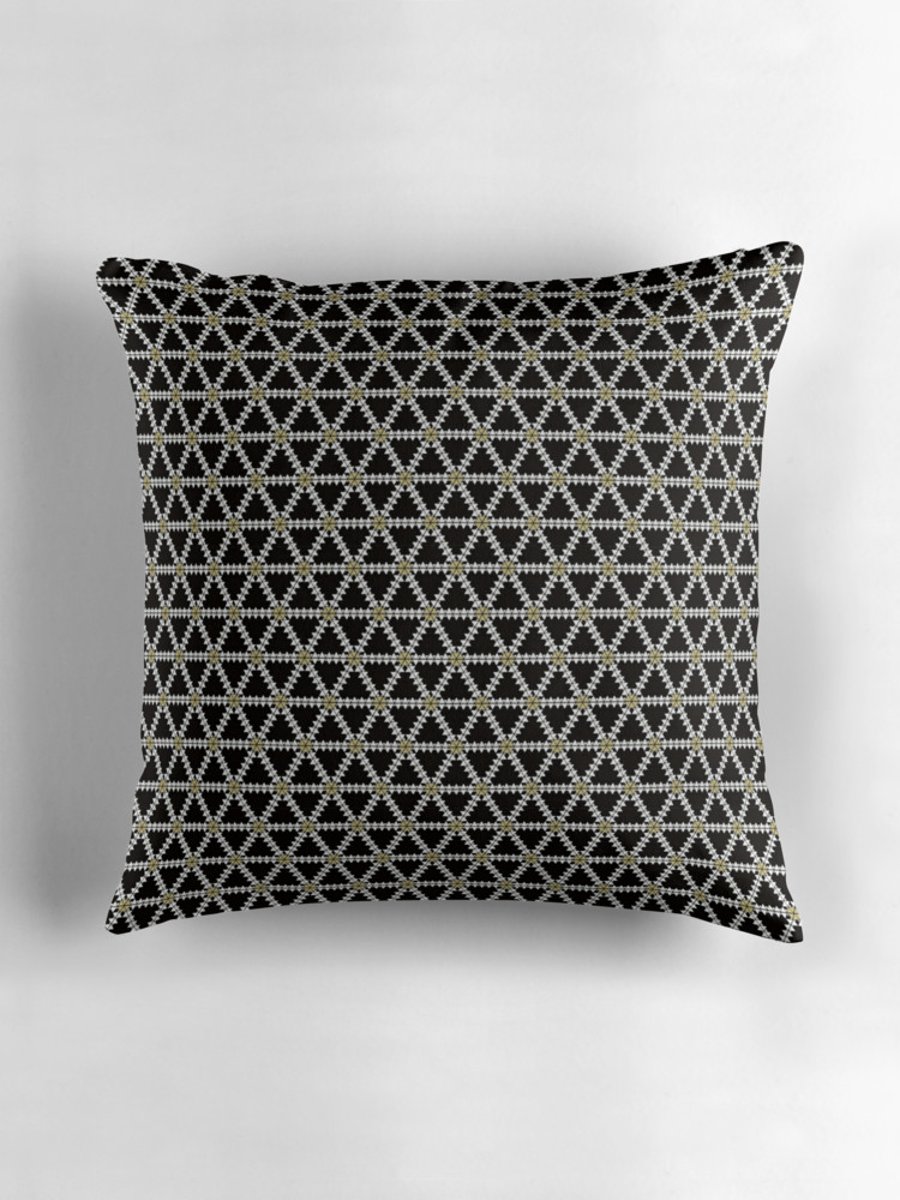 Black and Gold Geometric Cushion Cover16 inch