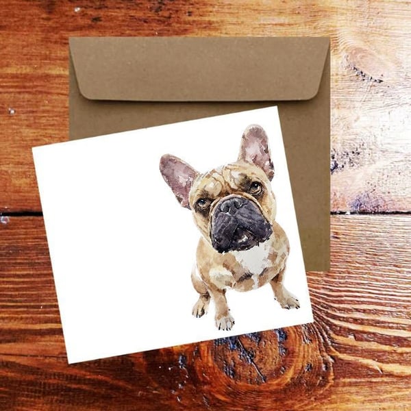 Fawn French Bulldog Greeting Card.French Bulldog card, French Bulldog Greeting c