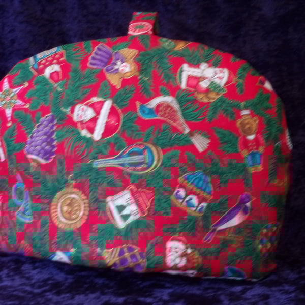 Christmas Tea Cosy for a 2 Cup Teapot with Colourful Christmas Baubles