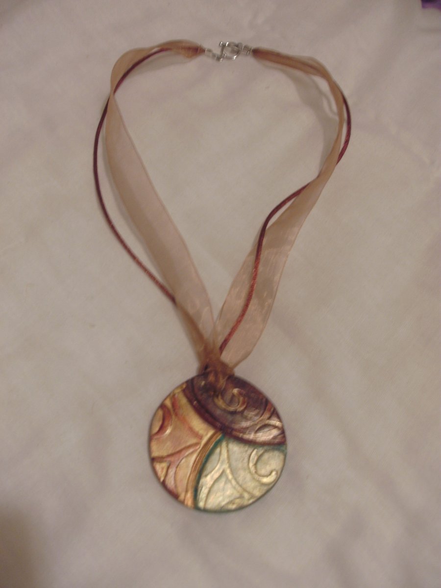 SALE! ... Rustic Clay Pendant