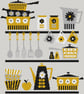 186A - Retro Kitchen Coffee Pot, Cups, Pots & Pans - Dark - Cross Stitch Pattern