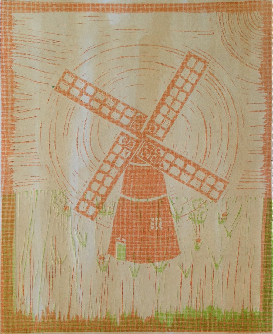 The Windmill (tea stained background)
