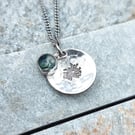 Dandelion Necklace with Natural Scottish Gemstone and Recycled Sterling Silver