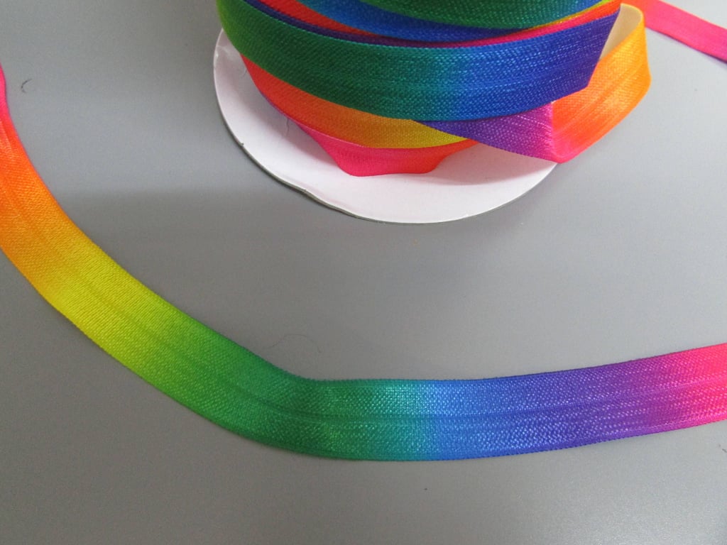 Rainbow Fold Over Elastic x 1 metre