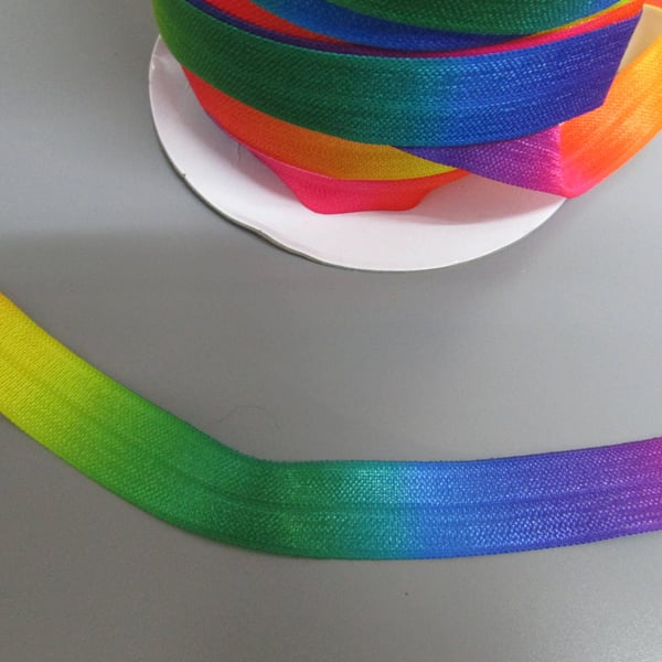 Rainbow Fold Over Elastic x 1 metre
