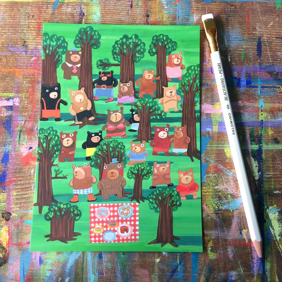 Bears In The Wood  mini digital art print by Jo Brown.