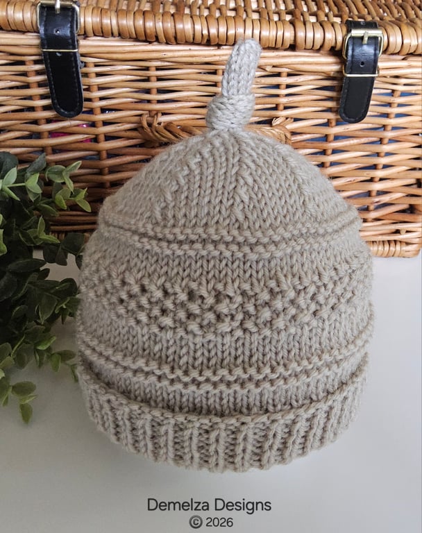 Designer Baby Beanie Merino Wool Hat 3-9 months size 