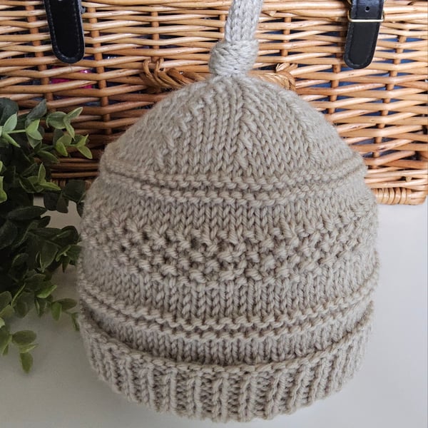 Designer Baby Beanie Merino Wool Hat 3-9 months size 