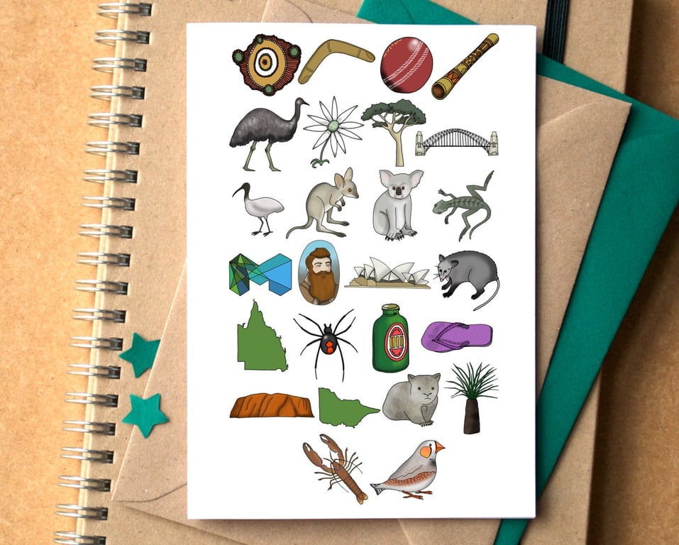 Australia Alphabet Greetings Card