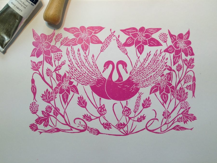 Love is in the details Lino print