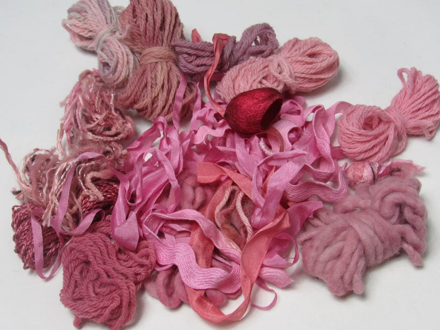 Pink Natural Dye Fibre Scrap Pack