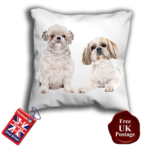 Shih-Tzu Cushion Cover, White Dog Cover, Shih-Tzu Cover,