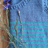 Hand knitted medium tank top in sea blues