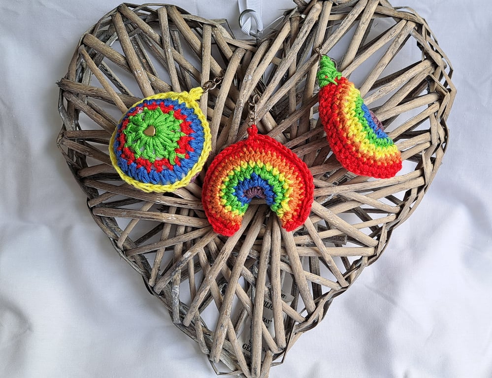Crochet Keyring, Love & Rainbows