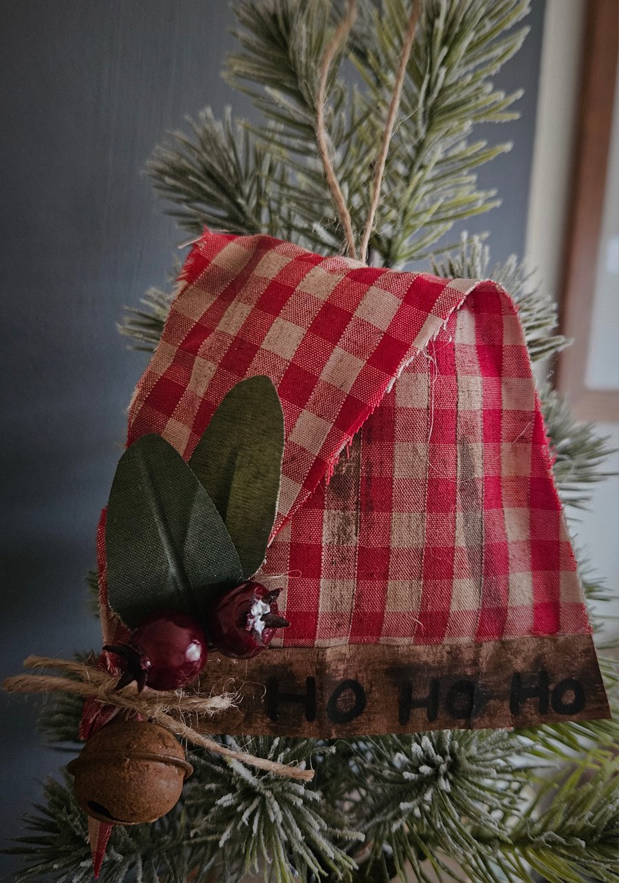 Rustic Santa hat christmas decoration