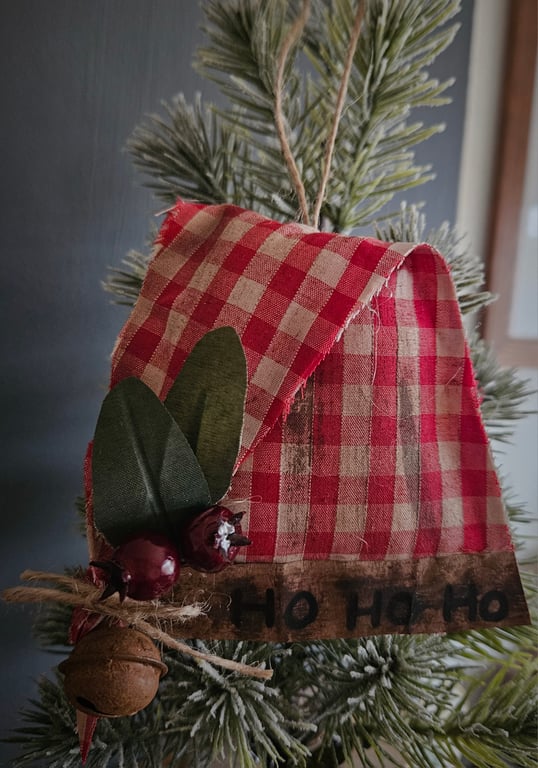 Rustic Santa hat christmas decoration