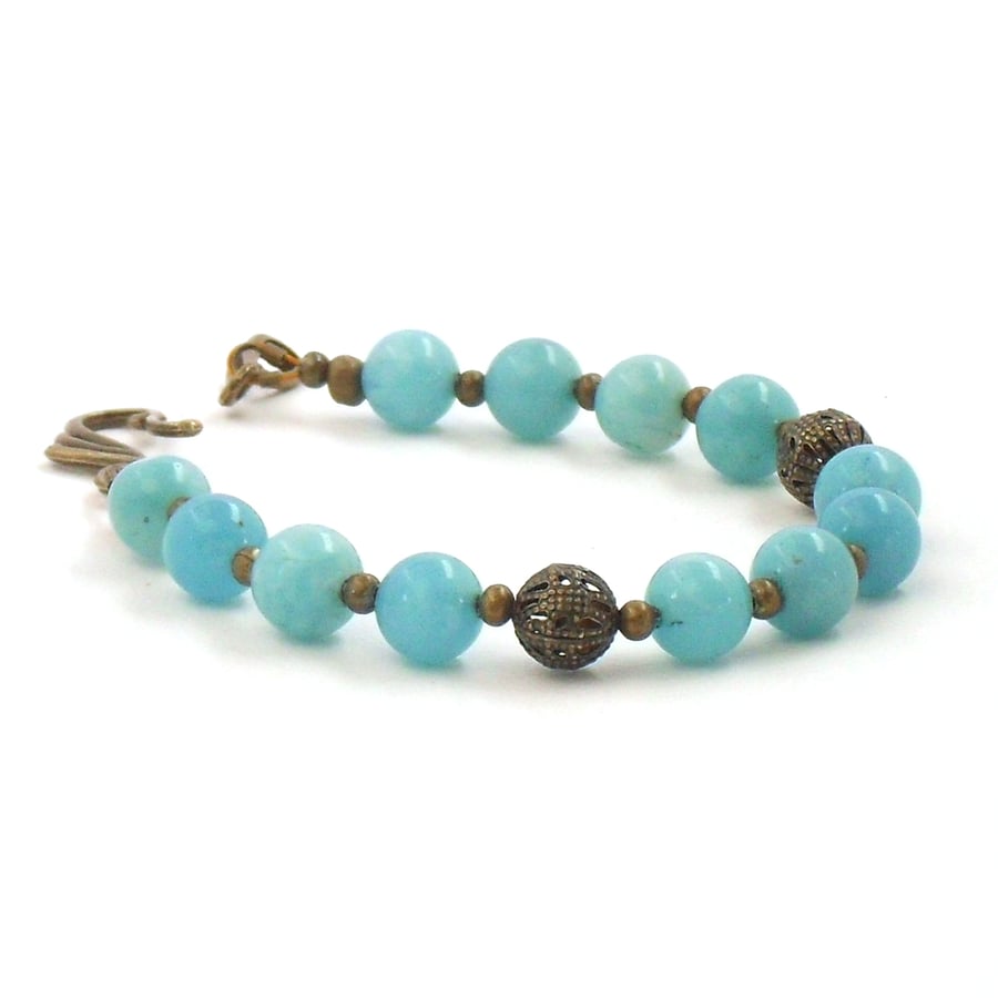 Blue jade handmade bracelet