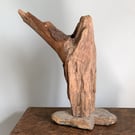 Handmade Driftwood Sculpture on Natural Stone  Modern Abstract Coastal Art Decor