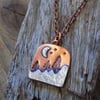 Copper and silver 'alpine hillside' mixed metal pendant 