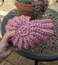 Ammonite basket, crochet shell, home decor, nautilus, fossil, T-shirt yarn - Image 2