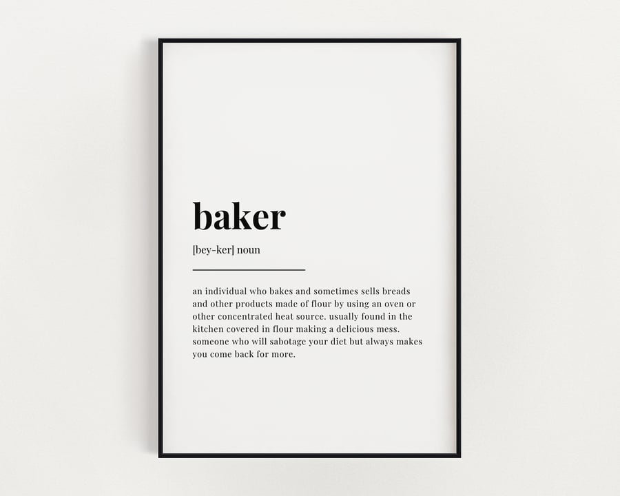 BAKER DEFINITION MEANING, Wall Art Print, Gift Folksy
