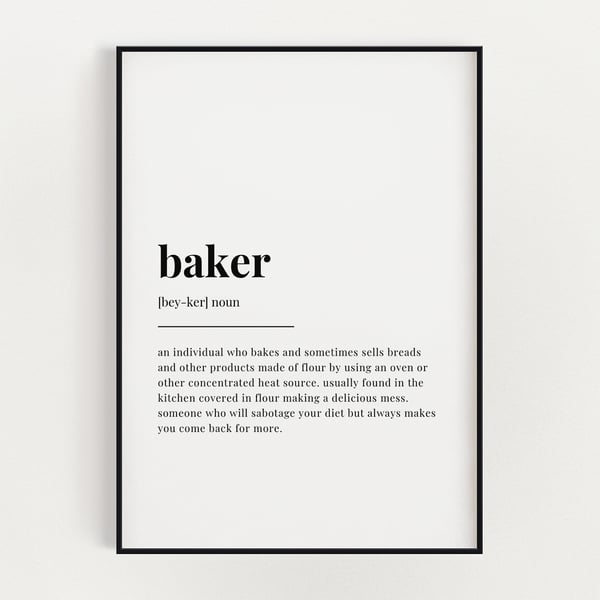 BAKER DEFINITION MEANING, Wall Art Print, Gift For Baker, Quote Wall Art