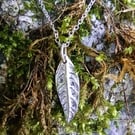 Tiny Silver Leaf Pendant - Recycled Silver Leaf Necklace