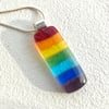Rainbow Glass Necklace with silver bail and chain