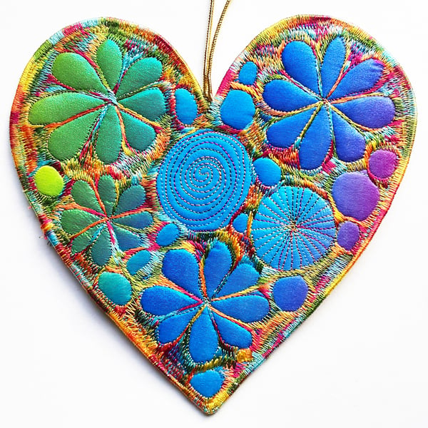 Multicoloured Heart Hanging Decoration 