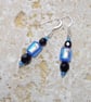 Lampwork turquoise dichroic & black glass drop earrings - Image 2