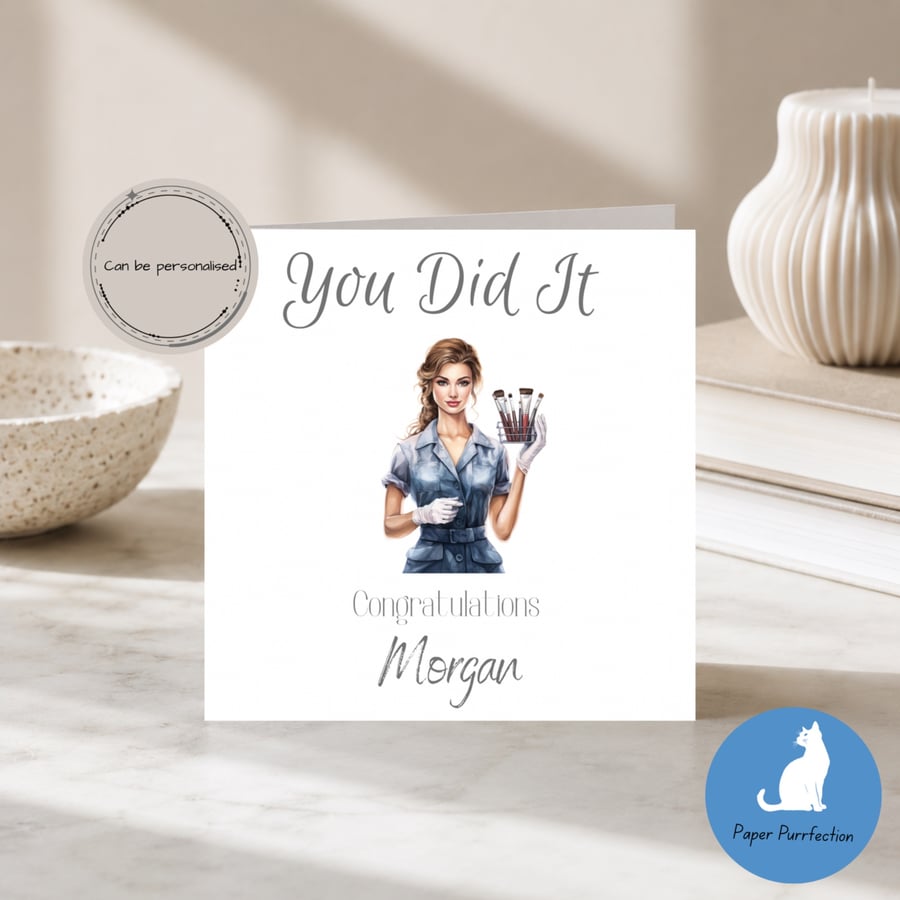 Personalised Congratulations You Did It Card Make Up Artist 
