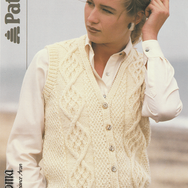 VINTAGE KNITTING PATTERN Ladies Cabled Waistcoat
