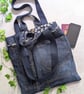 Upcycled Denim Tote Bag. Recycled Denim Shoulder Tote with Grab Handles