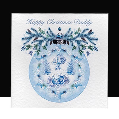A Blue Bambi Christmas Bauble Daddy - Handmade Card