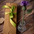 Thistle Flower Crochet Bookmark with Gift Packaging (frost colour palette)