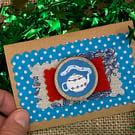 Wooden teapot brooch with golden edge send in the post for Christmas