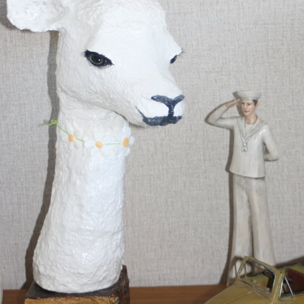 HANDMADE, PAPER MACHE 'PETAL' THE ALPACA, ON FA... - Folksy