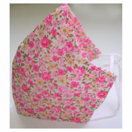 Face Mask Pink Ditsy Floral Flowers