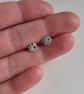 Hammered Round Stud Earrings, Recycled Sterling Silver Circles - Image 3