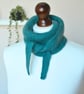 Knitted Small Scarf Triangle Scarflette Harmony Scarf Merino Silk Teal Green