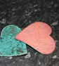 Handmade ceramic green Heart decoration with embossed valentine heart design - Image 3