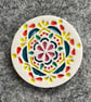 Handmade Ceramic Round Daisy Mandala brooch, Hand Made Badge - Image 2