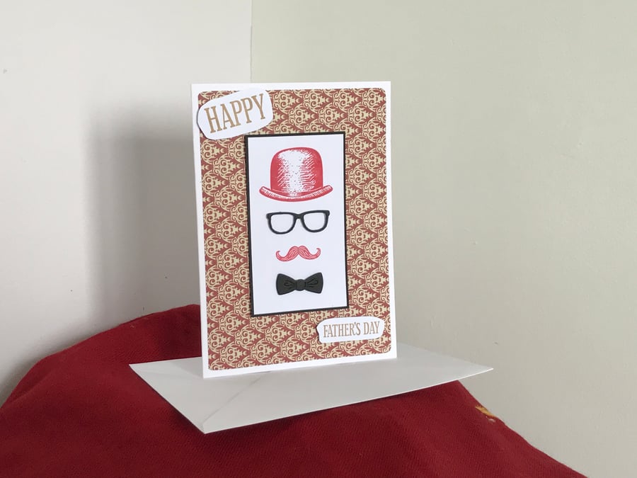 BB36 Red Bowler Hat Father’s Day Card - Personalised Sentiment