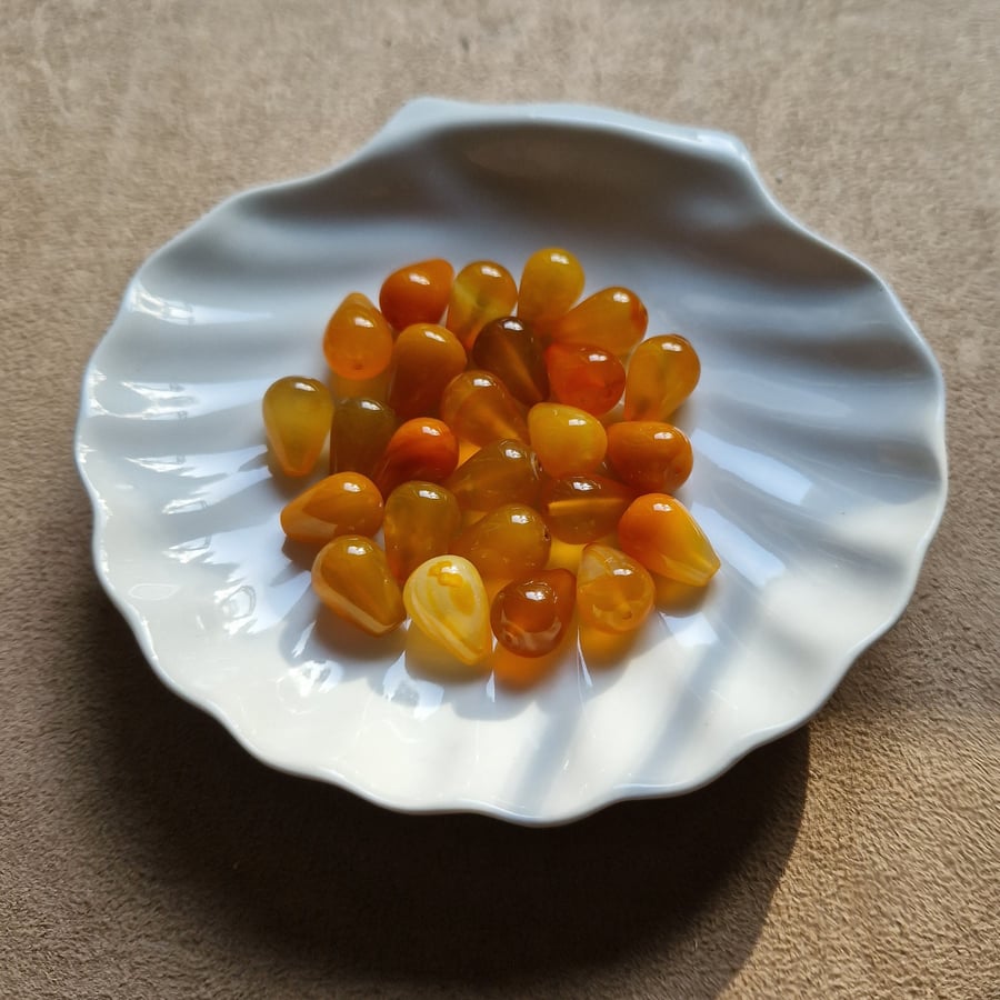 Agate drop beads amber 18x13mm