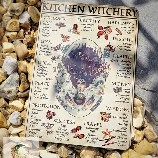 Kitchen witch metal wall art sign 