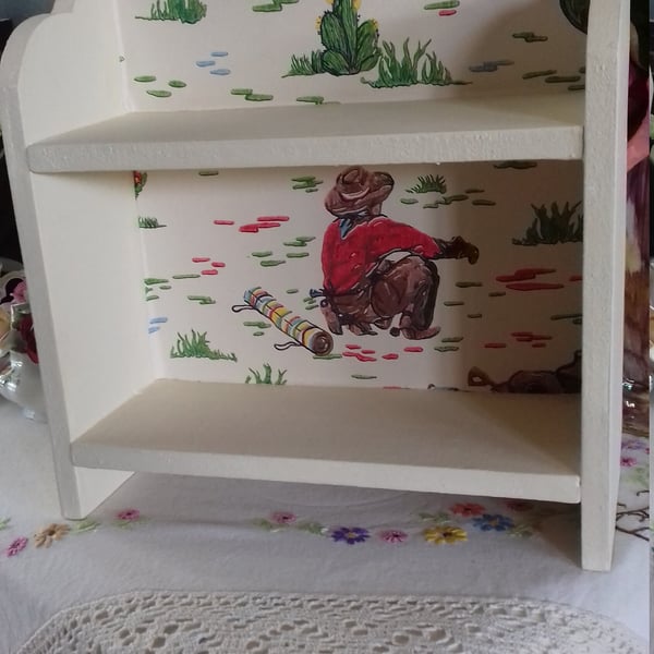 Wooden Shelf Storage Unit Shelving Made Using Rare Cath Kidston Cowboy Design Be