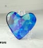 Blue fused glass heart pocket hug with stand 5x4.5cm, handcrafted (464)