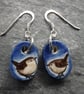 Wren ceramic and sterling silver drop earrings in blue - Image 1